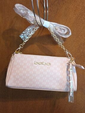 bebe  Blush Pink Chain-Accent Wristlet